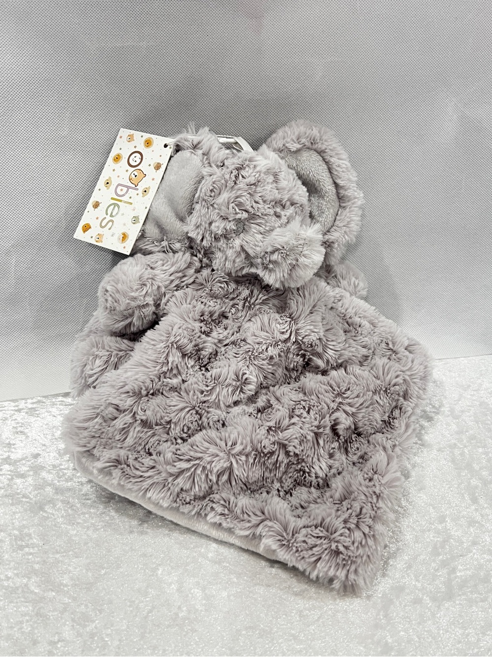 Oobles Elephant Swirl Security Blanket Lovey Rattle Toy Baby Nursery Gray Lovey